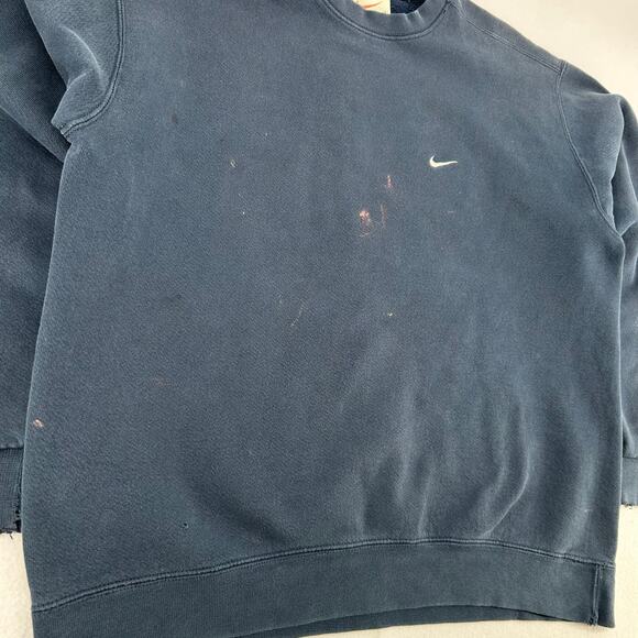 Vintage 90s Mens Navy Blue Embroidered Nike Mini Swoosh Crewneck Sweatshirt Sz M - Picture 6 of 12